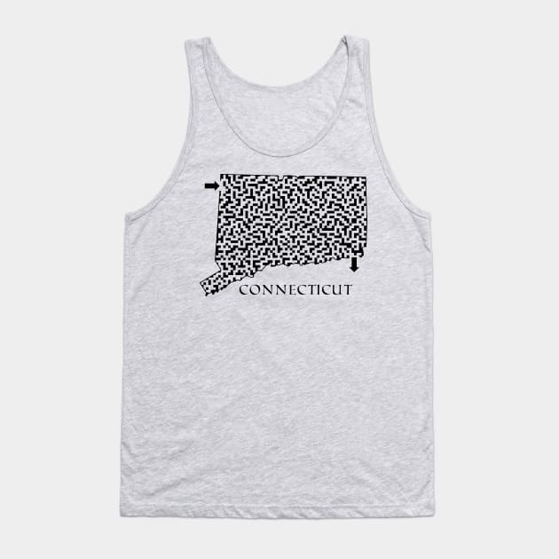 Connecticut State Outline Maze & Labyrinth Tank Top by gorff